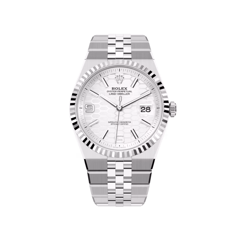 Rolex Land-Dweller 40 M127334-0001 Oystersteel White Dial Honeycomb Pattern Watch