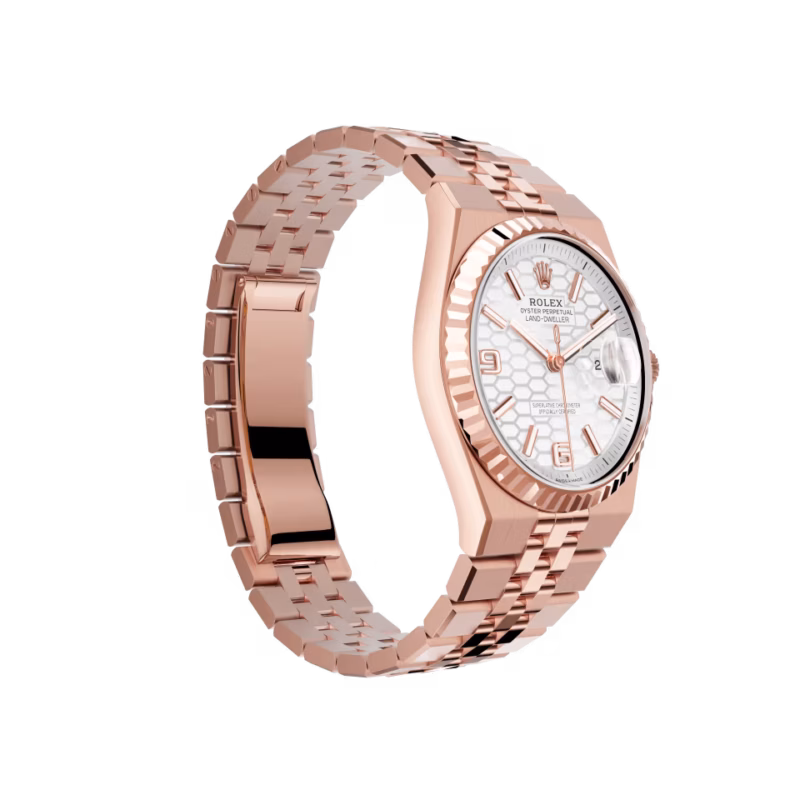 Rolex Land-Dweller 36 M127235-0001 Everose Gold White Lacquer Dial Roman Numerals Jubilee Bracelet - Image 6