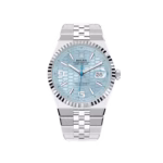 Rolex Land-Dweller 40 M127336-0001 Platinum 40mm Ice Blue Dial Radial Motif Roman Numerals Fluted Bezel President Bracelet
