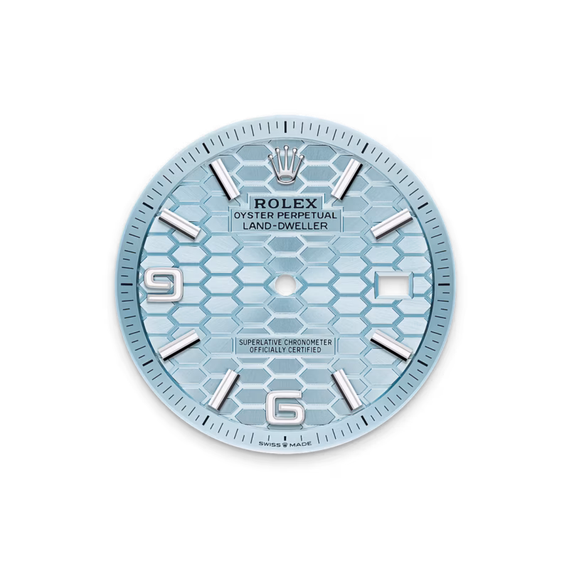 Rolex Land-Dweller 40 M127336-0001 Platinum 40mm Ice Blue Dial Radial Motif Roman Numerals Fluted Bezel President Bracelet - Image 2